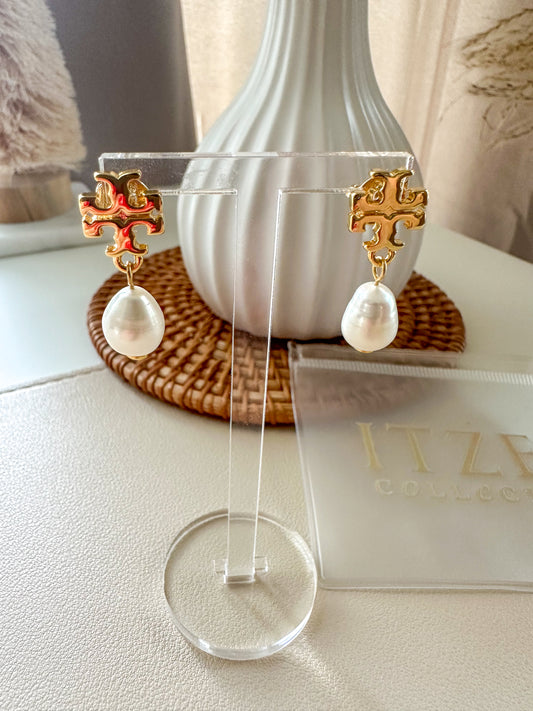 Pearl T Earrings